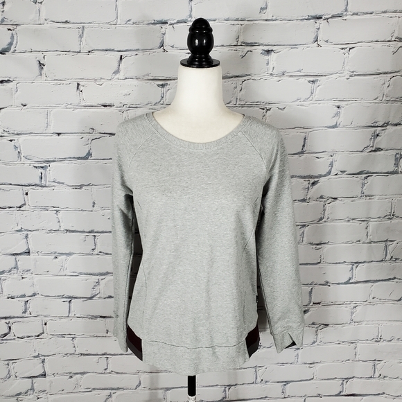 The North Face Heather Gray Sweatshirt with Burgundy Trim - Picture 1 of 8